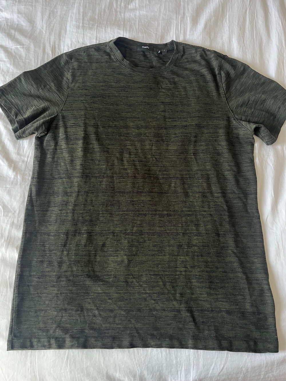 Theory Navy and Green Cotton Blend Tee Shirt